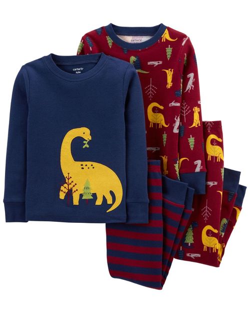 Pijama De 4 Piezas Con Estampado De Dinosaurio 100% Algodón Con Ajuste Ceñido Carter's