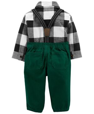 Conjunto De 2 Piezas Pañalero A Cuadros Y Pantalón Con Tirantes Carter's