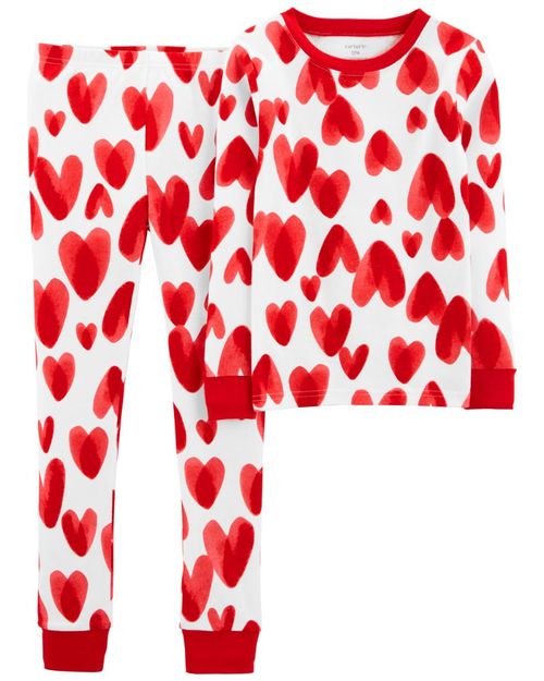 Pijama De Algodón De 2 Piezas Estampado De Corazón, San Valentín Carter's