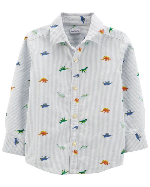 Camisa De Algodón Oxford Con Botones Al Frente De Dinosaurio Carter's