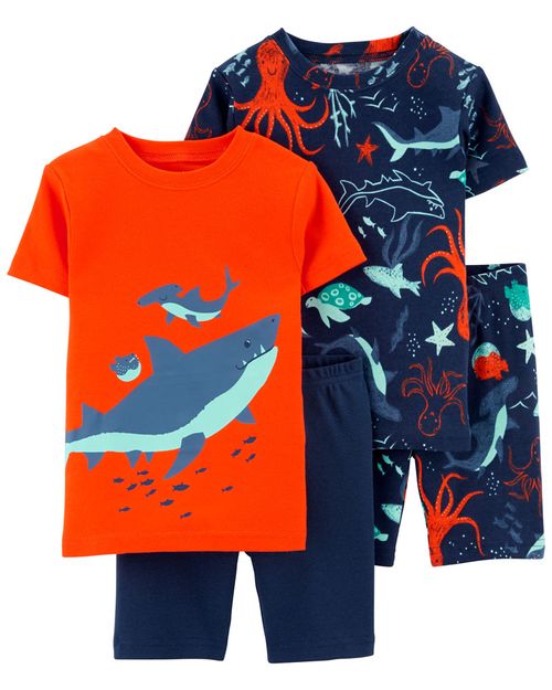 Pijama De 4 Piezas Con Estampado De Tiburón Carter's
