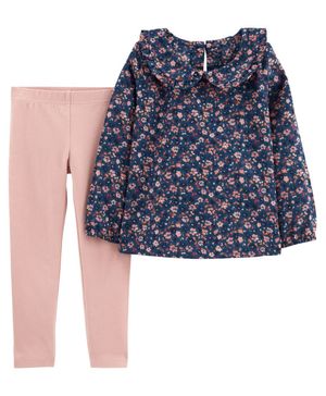 Conjunto De 2 Piezas De Blusa Con Estampado Floral Y Leggings Carter's