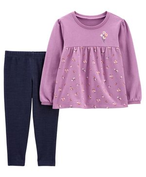 Conjunto De 2 Piezas De Playera De Felpa Francesa Y Pantalones De Mezclilla Tejida Carter's