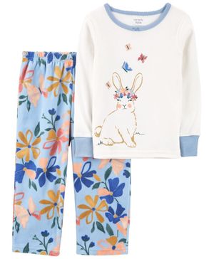 Pijama De 2 Piezas De Algodón Y Polar Con Conejitos Carter's