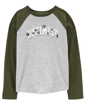 Playera De Jersey Con Manga Raglán Y La Leyenda “Optimist” Carter's