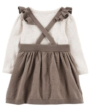 Conjunto De 2 Piezas De  Vestido Y Pañalero Manga Larga Carter's