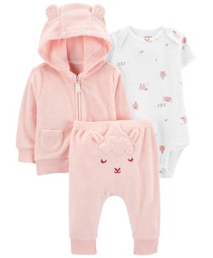 Conjunto De 3 Piezas De Suetercitos De Tejido De Rizo Carter's