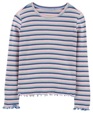 Blusa Acanalada A Rayas Con Dobladillo Lechuga Oshkosh B'Gosh