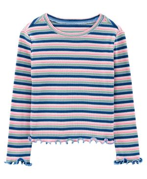 Blusa Acanalada Con Dobladillo Lechuga A Rayas Oshkosh B'Gosh