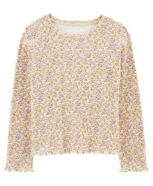 Blusa Acanalada De Flores Con Dobladillo Lechuga Oshkosh B'Gosh