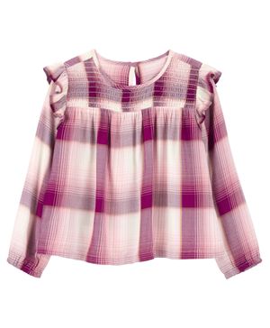 Blusa Corrugada A Cuadros Con Olanes Oshkosh B'Gosh