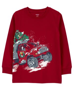 Playera De Punto Navideña Con Camión Monstruo Carter's