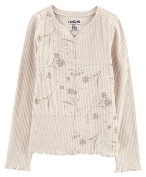 Playera Acanalada De Manga Larga Con Parches De Flores Oshkosh B'Gosh