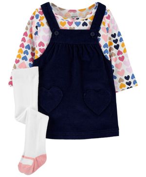 Conjunto De Pañalero De Corazones Y Falda Con Peto De 2 Piezas Carter's