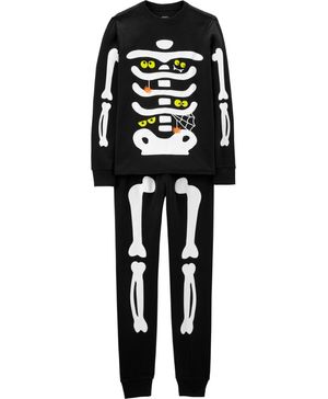 Pijama De 2 Piezas Esqueleto De Halloween Brillante Para Adulto 100% Algodón Ajustado Carter's