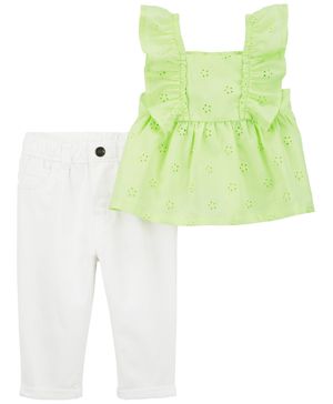 Conjunto De 2 Piezas Top Con Ojales Y Pantalón Carter's