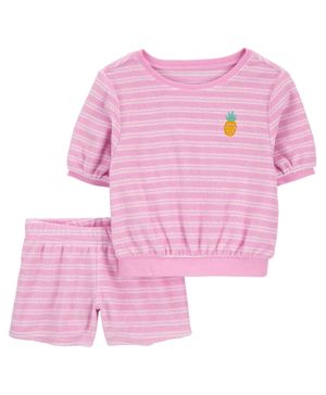 Conjunto De 2 Piezas Color Rosa Con Bordado De Piña Carter's