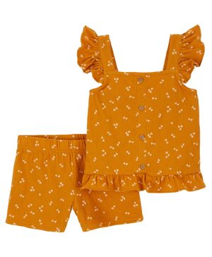 Conjunto De 2 Piezas De Jersey Arrugado Floral Carter's