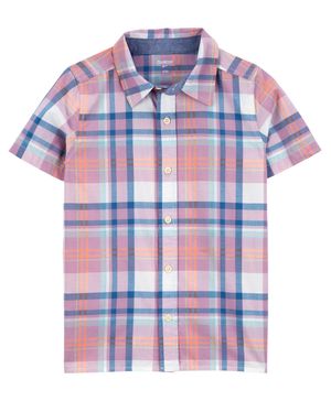 Camisa De Manga Corta A Cuadros Con Botones Oshkosh B'Gosh