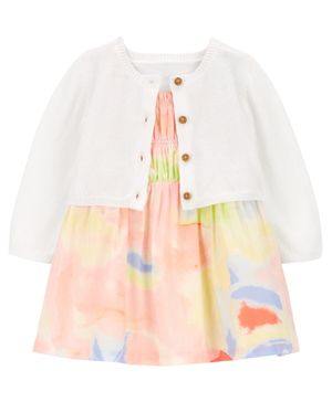 Conjunto De 2 Piezas De Vestido Fruncido Y Cárdigan Carter's