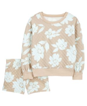 Conjunto Floral De 2 Piezas De Manga Larga Y Short Carter's
