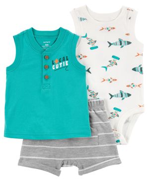 Conjunto De 3 Piezas Con Short Carter's