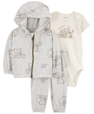 Conjunto De 3 Piezas Con Chamarra Estampado De Elefante Carter's