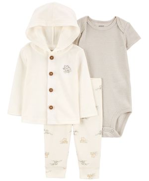 Conjunto De 3 Piezas Con Chamarra Estampado De Elefante Carter's