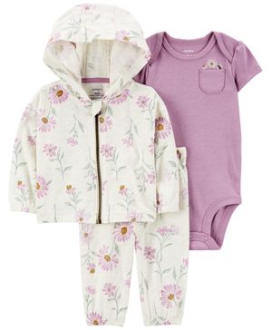 Conjunto De 3 Piezas Con Chamarra Estampado De Flores Carter's