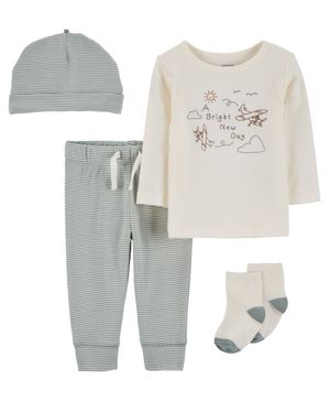 Conjunto De 4 Piezas Con Estampado De Avion Carter's