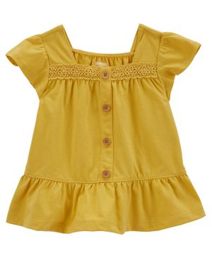 Blusa De Tejido De Gancho Con Botones Al Frente Y Olanes Oshkosh B'Gosh