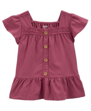 Blusa De Tejido De Gancho Con Botones Al Frente Y Olanes Oshkosh B'Gosh