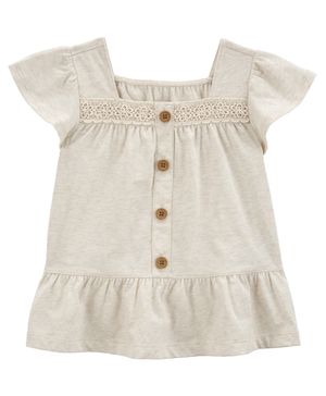 Blusa De Tejido De Gancho Con Botones Al Frente Y Olanes Oshkosh B'Gosh