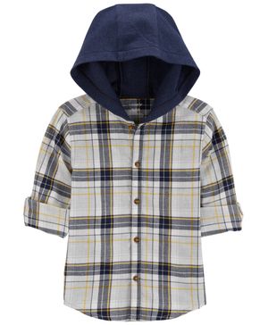 Camisa De Cuadros Con Capucha Y Botones Carter's