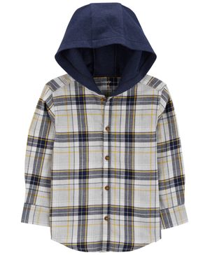 Camisa De Cuadros Con Capucha Y Botones Carter's