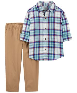 Conjunto De 2 Piezas Camisa Con Botones Y Pantalón De Lona Carter's