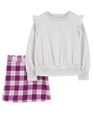 Conjunto De 2 Piezas Con Playera Y Falda Short A Cuadros Carter's