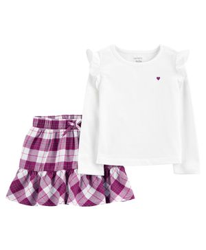 Conjunto De 2 Playeras Con Olanes De Franela A Cuadros Carter's