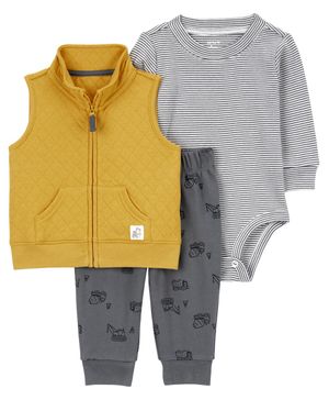 Conjunto De 3 Piezas Con Chaleco Estampado De Construcción Carter's