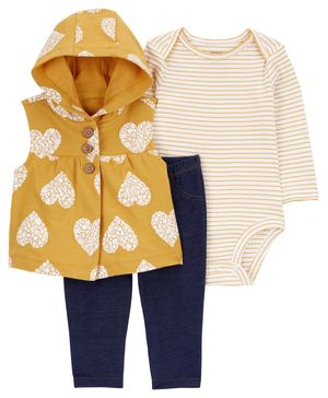 Conjunto De 3 Piezas Con Chaleco Estampado De Corazón Carter's