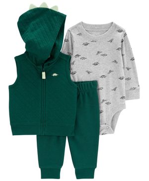 Conjunto De 3 Piezas Con Chaleco Estampado De Dinosaurio Carter's