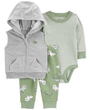 Conjunto De 3 Piezas Con Chaleco Estampado De Dinosaurios Carter's