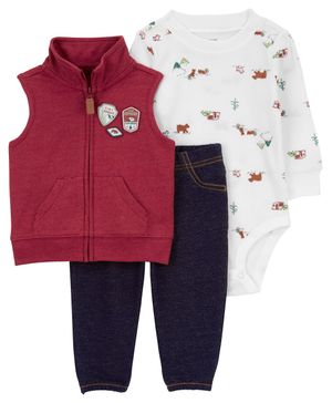 Conjunto De 3 Piezas Con Chaleco Estampado De Guardabosques Carter's