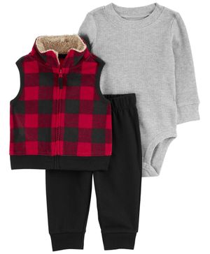 Conjunto De 3 Piezas Con Chaleco Modelo A Cuadros Carter's