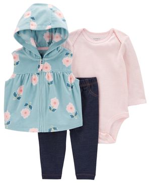 Conjunto De 3 Piezas Con Chaleco Y Estampado Floral Carter's