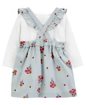 Conjunto De 3 Piezas Con Pañalero Y Vestido Tipo Overol Carter's