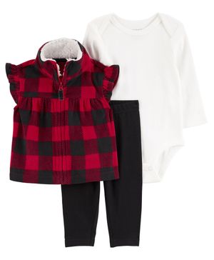 Conjunto De 3 Piezas De Chaleco A Cuadros Carter's
