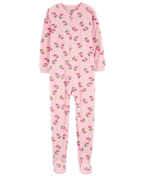 Mameluco De Tela Polar Con Pies Estampado De Cerezas Carter's