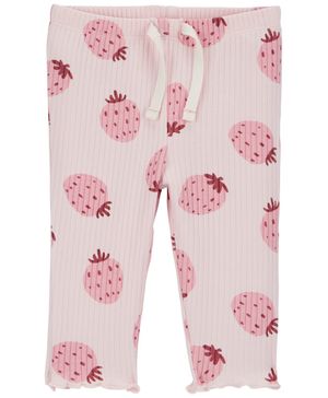 Pantalón Fácil De Poner Acanalado Estampado De Fresas Carter's