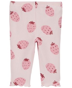 Pantalón Fácil De Poner Acanalado Estampado De Fresas Carter's